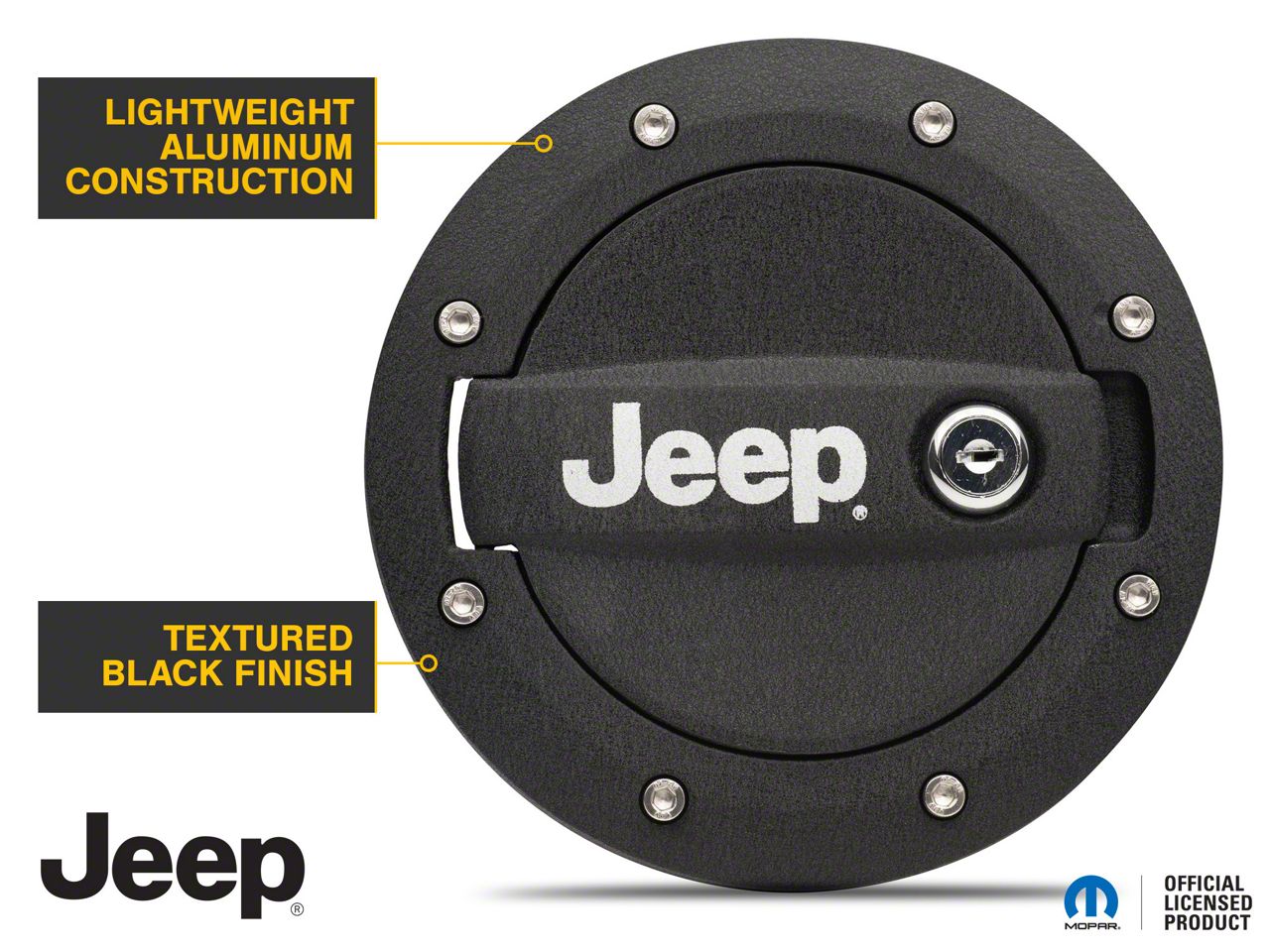 Jeep Licensed by RedRock Jeep Wrangler Locking Fuel Door with