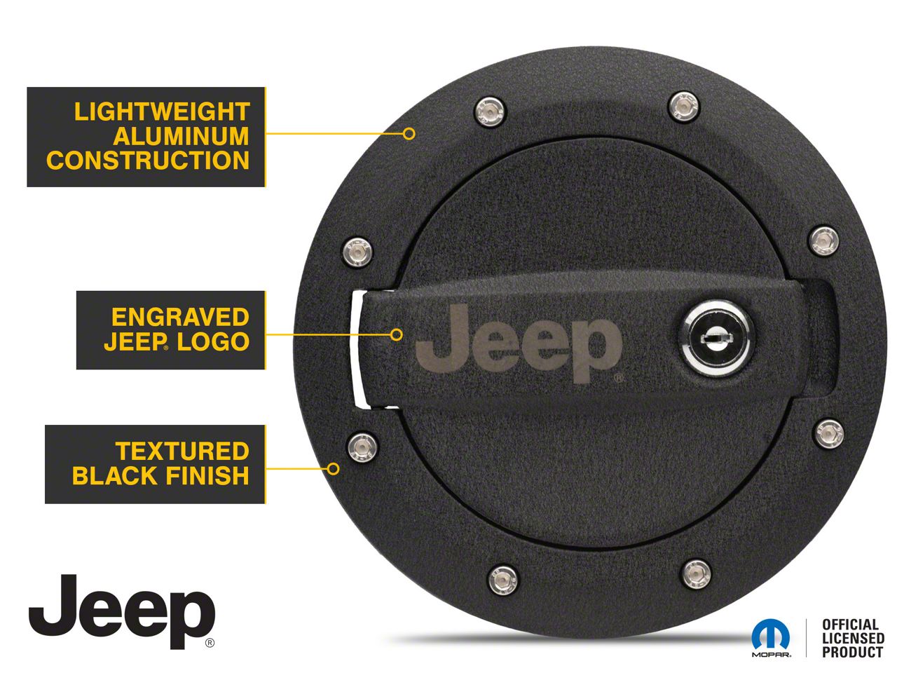 Jeep Licensed by RedRock Jeep Wrangler Locking Fuel Door with