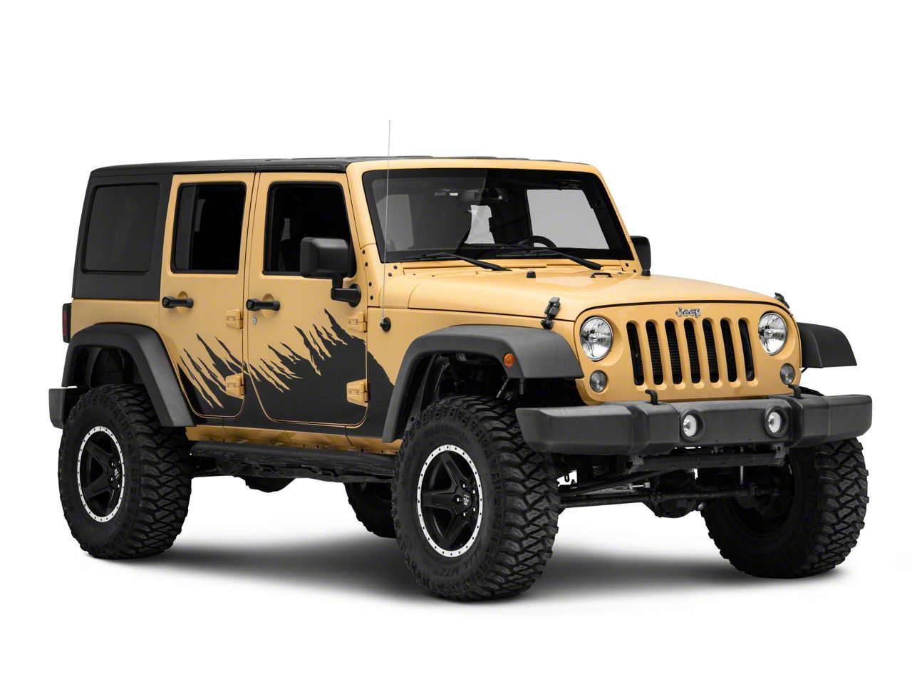 SEC10 Jeep Wrangler Tire Shredded Decal; Black J163220 (07-18 Jeep