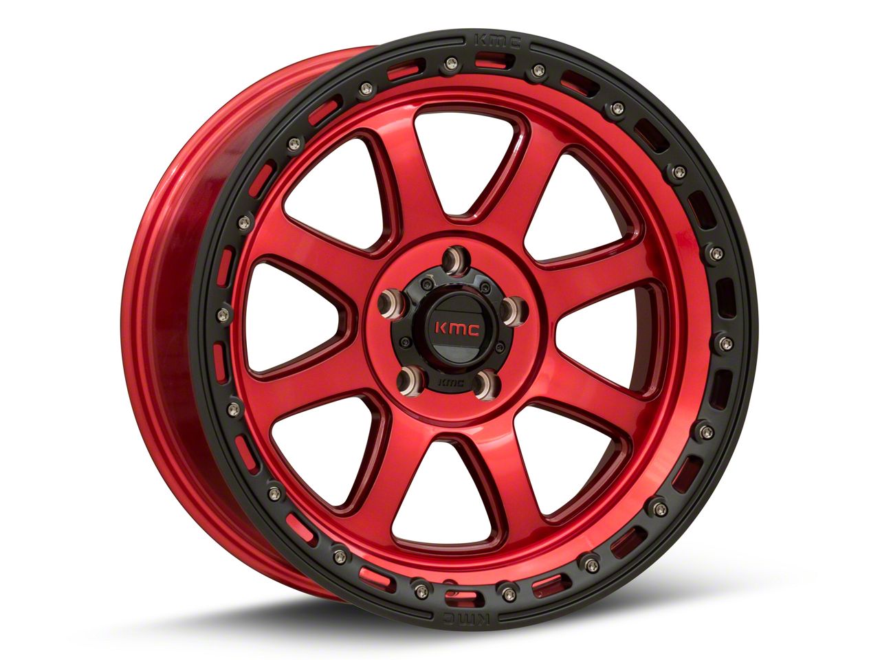 KMC Jeep Wrangler Chase Candy Red with Black Lip Wheel; 20x9