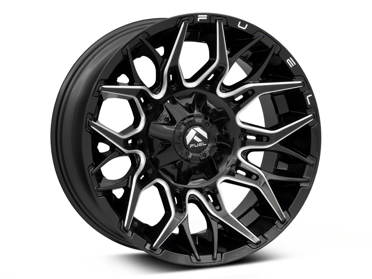 Fuel Wheels Jeep Wrangler Twitch Glossy Black Milled Wheel; 20x9