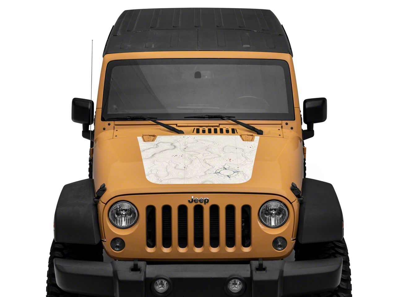 SEC10 Jeep Wrangler Topographical Hood Printed Decal; Natural