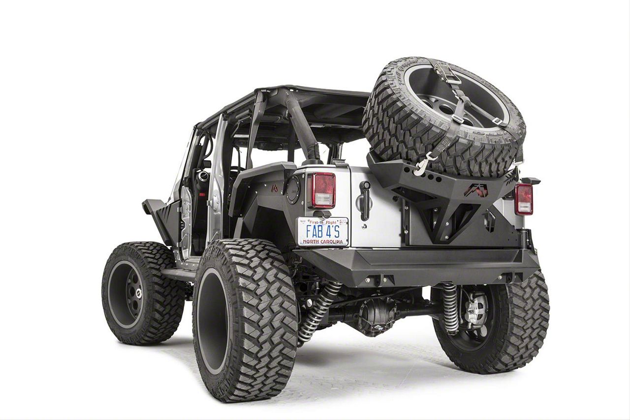 Fab Fours Jeep Wrangler Slant Back Spare Tire Carrier; Matte