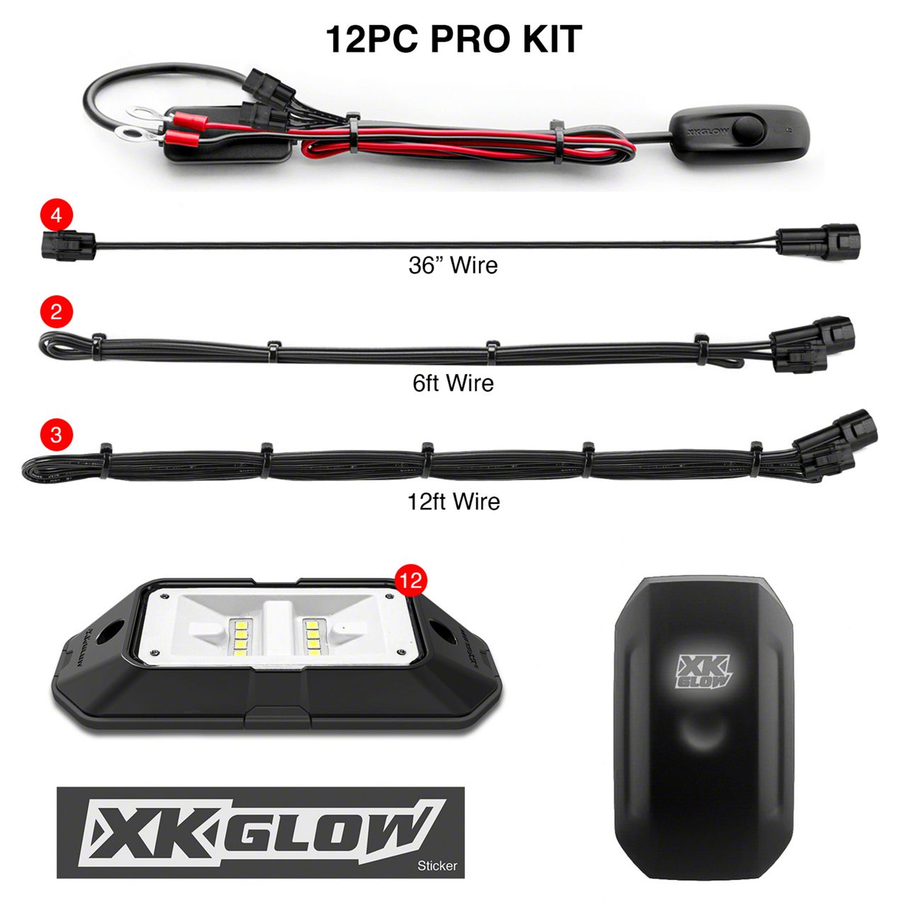 XK Glow Jeep Wrangler Pro Pure White Rock Light Kit XK-WROCK