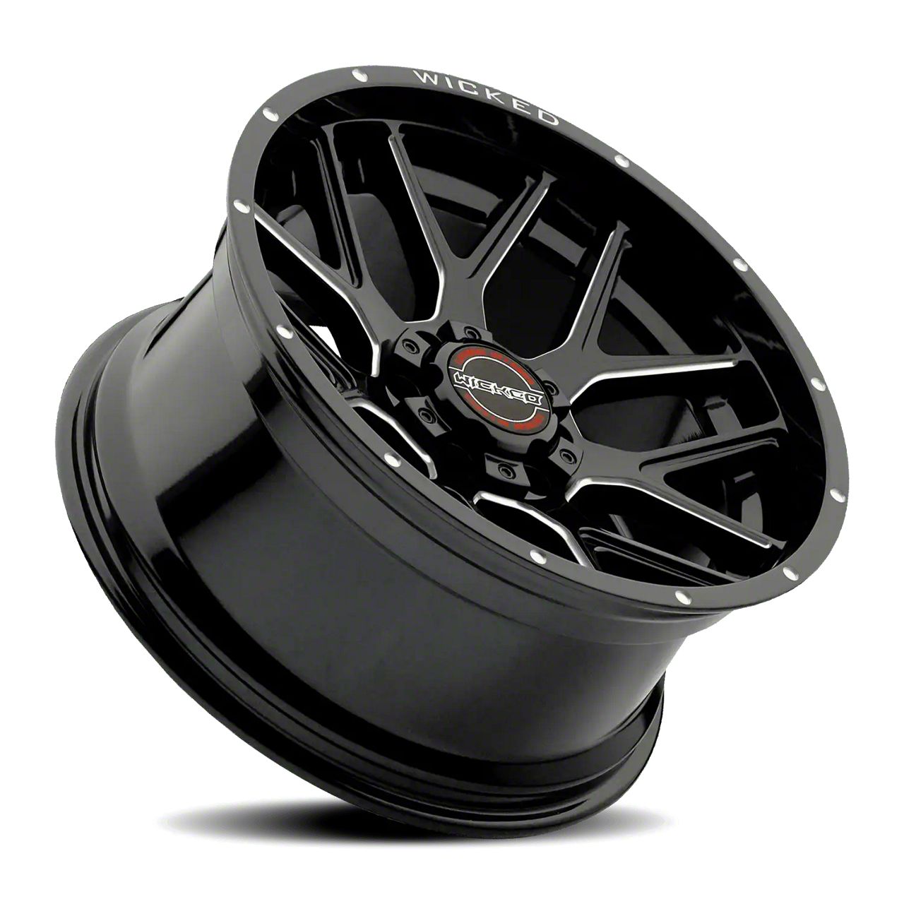 ドンキー Wicked Offroad Titan XD W903 Gloss Black Milled 6-Lug Wheel; 20x10