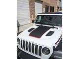 V2 Hood Stripe; Matte Black with Red Pinstripe (20-26 Jeep Gladiator JT Launch Edition, Rubicon)