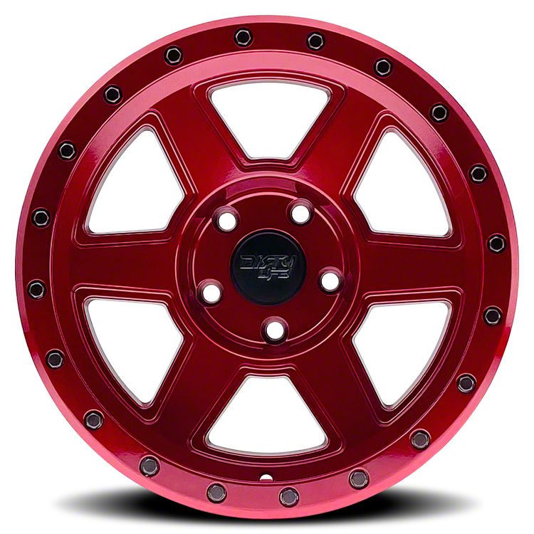 Dirty Life Compound Crimson Candy Red Wheel; 22x10; -12mm Offset (99-04  Jeep Grand Cherokee WJ)