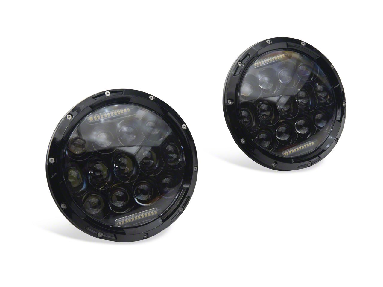 Jeep Wrangler Honey Comb Style LED Headlights; Black Housing