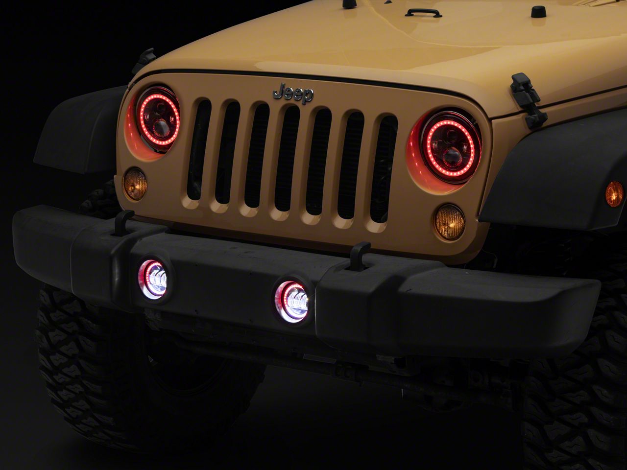 7" LED Halo Headlights + 4" Fog Lamp Kit – Jeep Wrangler JK 2007-2018, Black Housing
