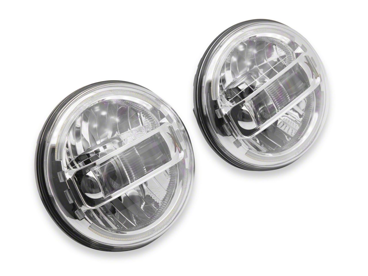 Jeep Wrangler Envision Series LED Halo Headlights; Chrome