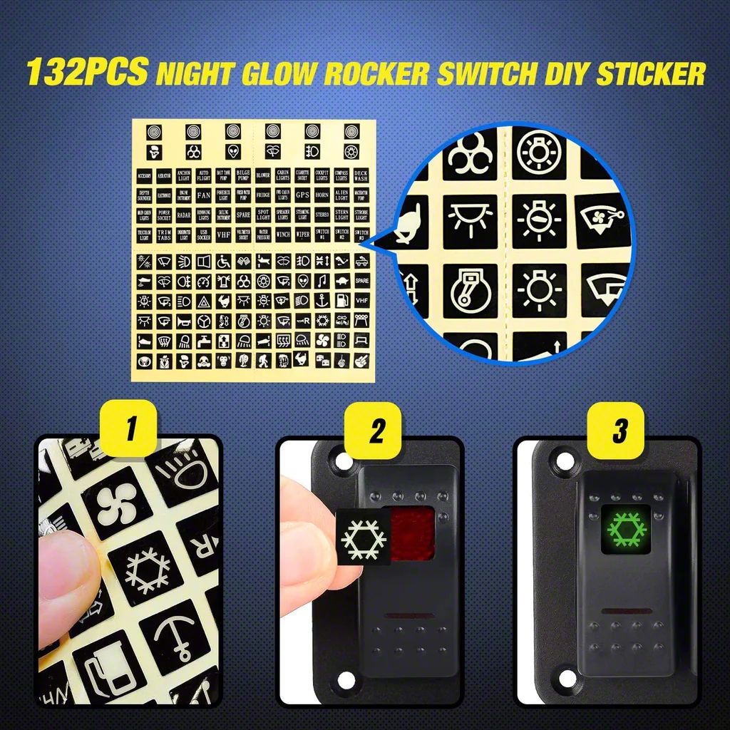 Titan 6-Gang Toggle Rocker Switch Panel with Digital Voltmeter and