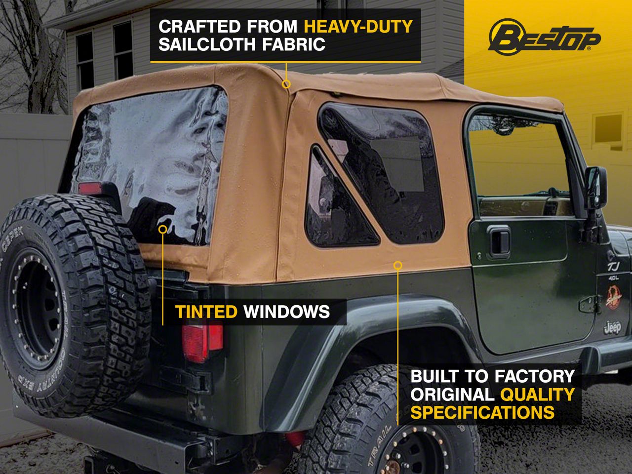 Bestop Jeep Wrangler Sailcloth Replace-A-Top w/ Tinted Windows