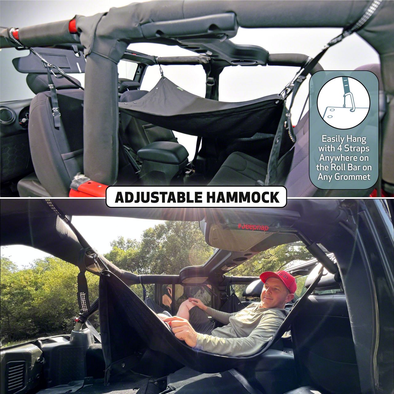 JKloud Jeep Wrangler Hammock Sunshade; Vantablack 4016 (07-18 Jeep