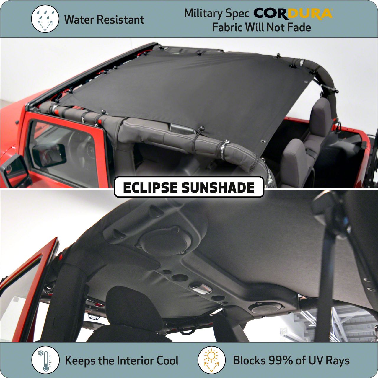 JKloud Jeep Wrangler Hammock Sunshade; Vantablack 4016 (07-18 Jeep