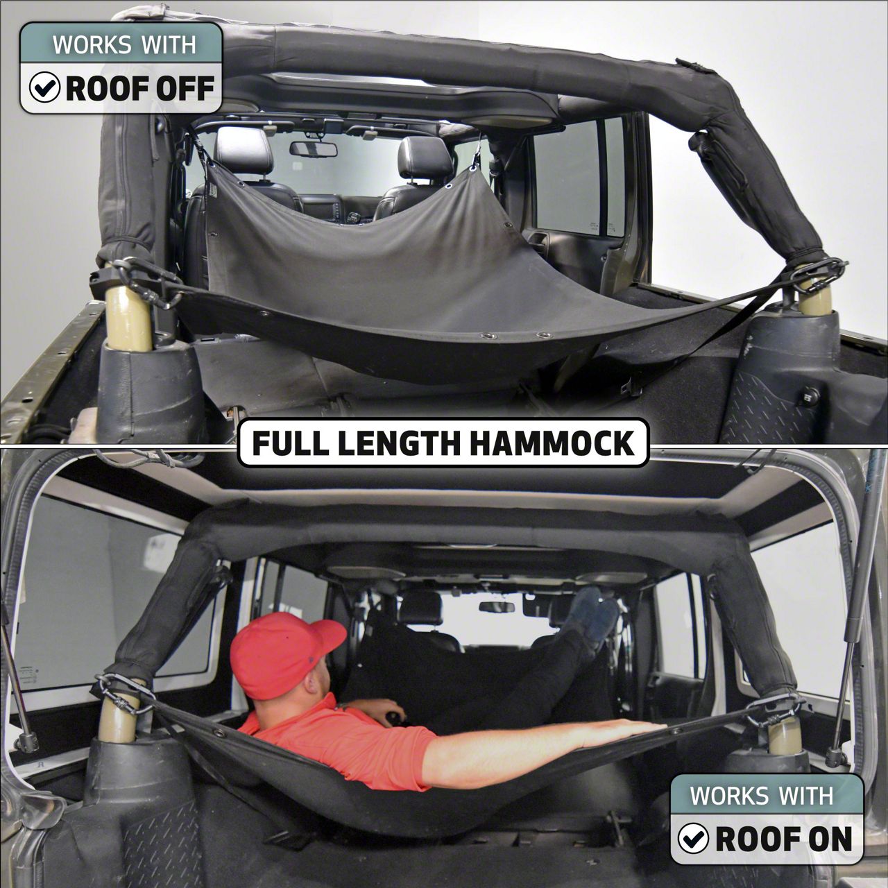 JKloud Jeep Wrangler Hammock Sunshade; Vantablack 4009 (07-18 Jeep