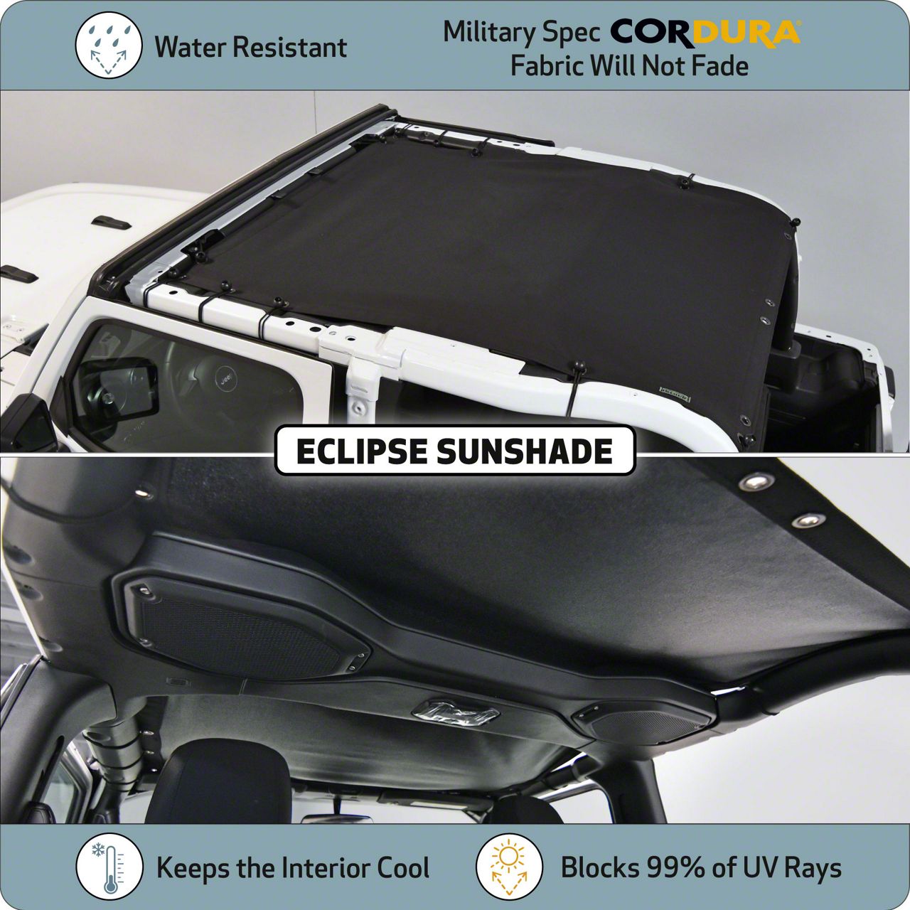 JKloud Jeep Wrangler Hammock Sunshade; Vantablack 4407 (18-26 Jeep