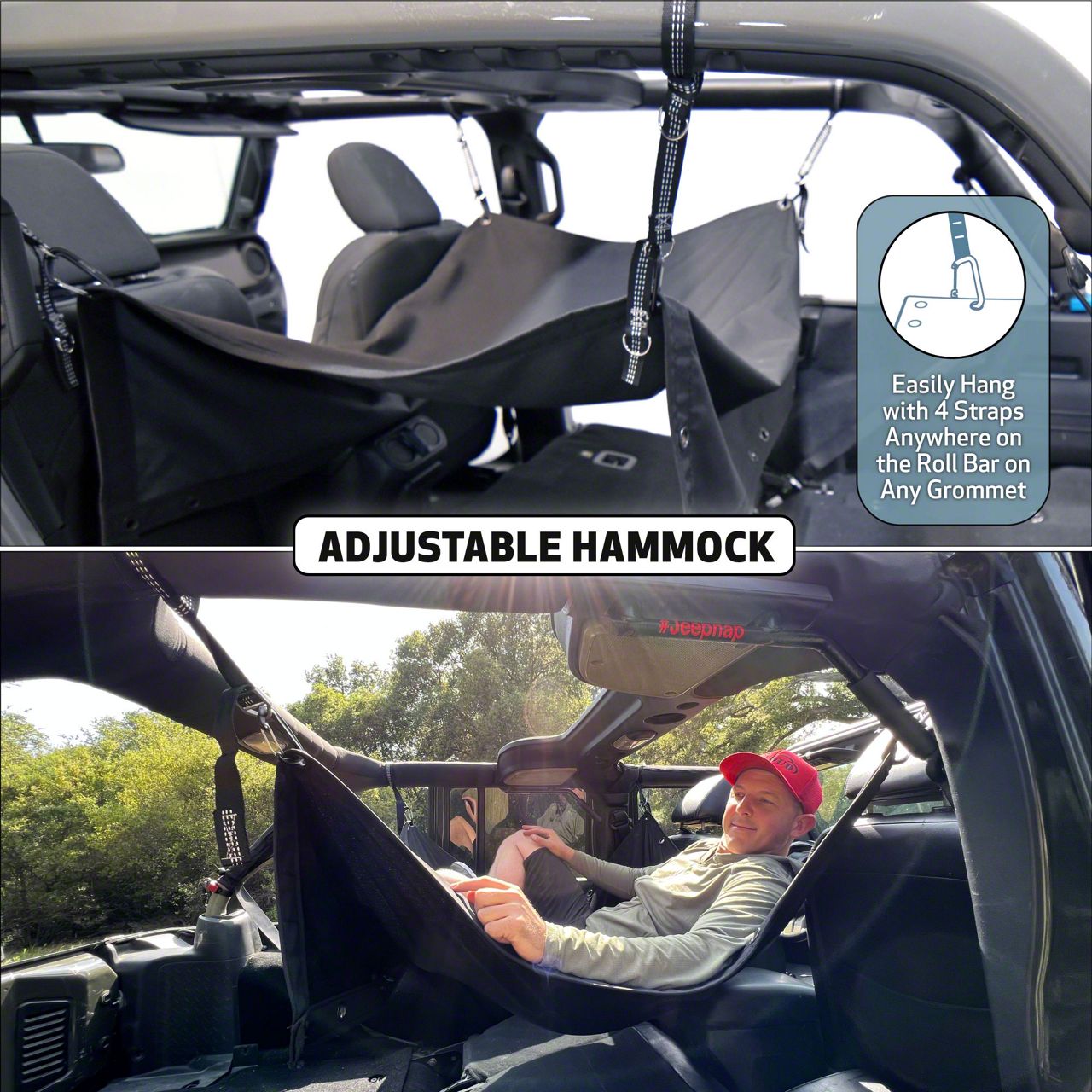 JKloud Jeep Wrangler Hammock Sunshade; Vantablack 4605 (18-26 Jeep