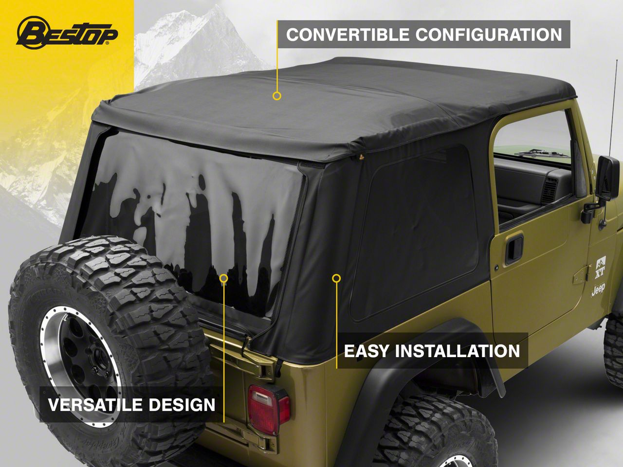 Bestop Jeep Wrangler Trektop NX Soft Top - Black Diamond 56820-35