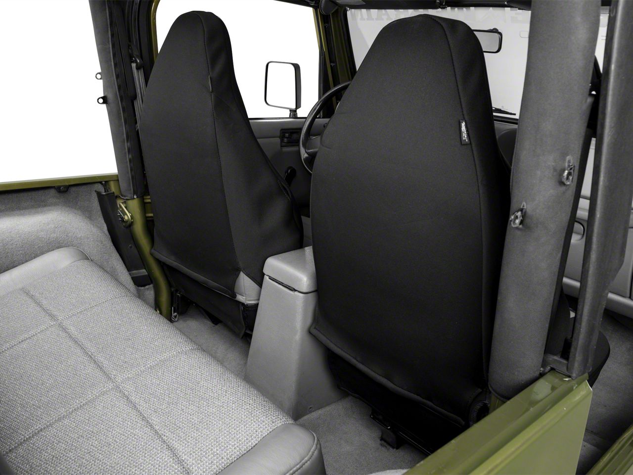 Rugged Ridge Neoprene Front Seat Covers; Black/Tan (97-02 Jeep Wrangler TJ)