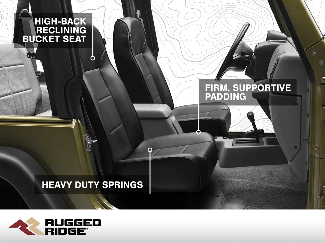 Rugged Ridge Standard Front Seat for Jeep CJ Wrangler YJ TJ 76-02 Tan 13401.04 8