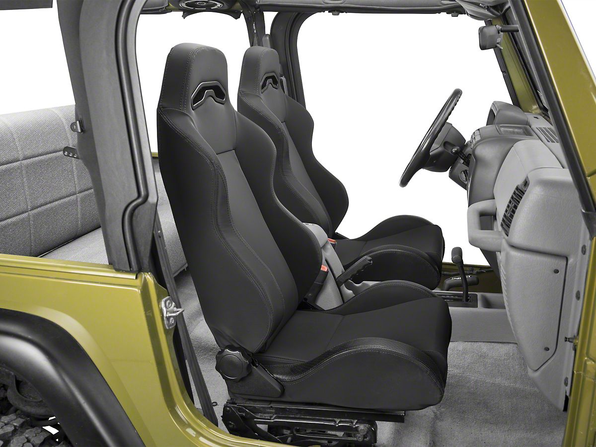 Rugged Ridge Sport Reclining Front Seat Black Denim 97 06 Jeep Wrangler TJ