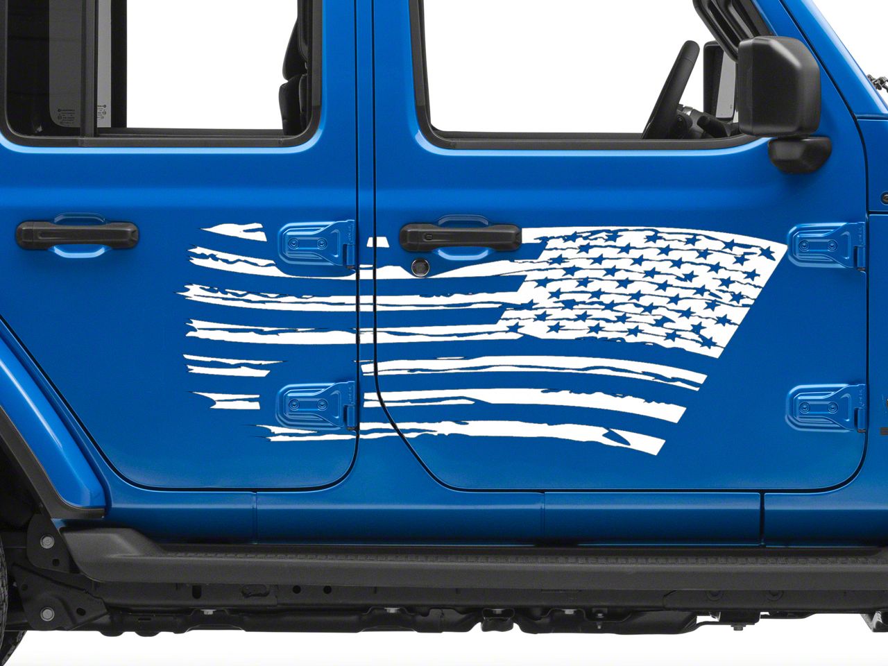 ❤︎K❤︎ SEC10 Jeep Wrangler Side Flag Decal; White J210171 (07-26 Jeep