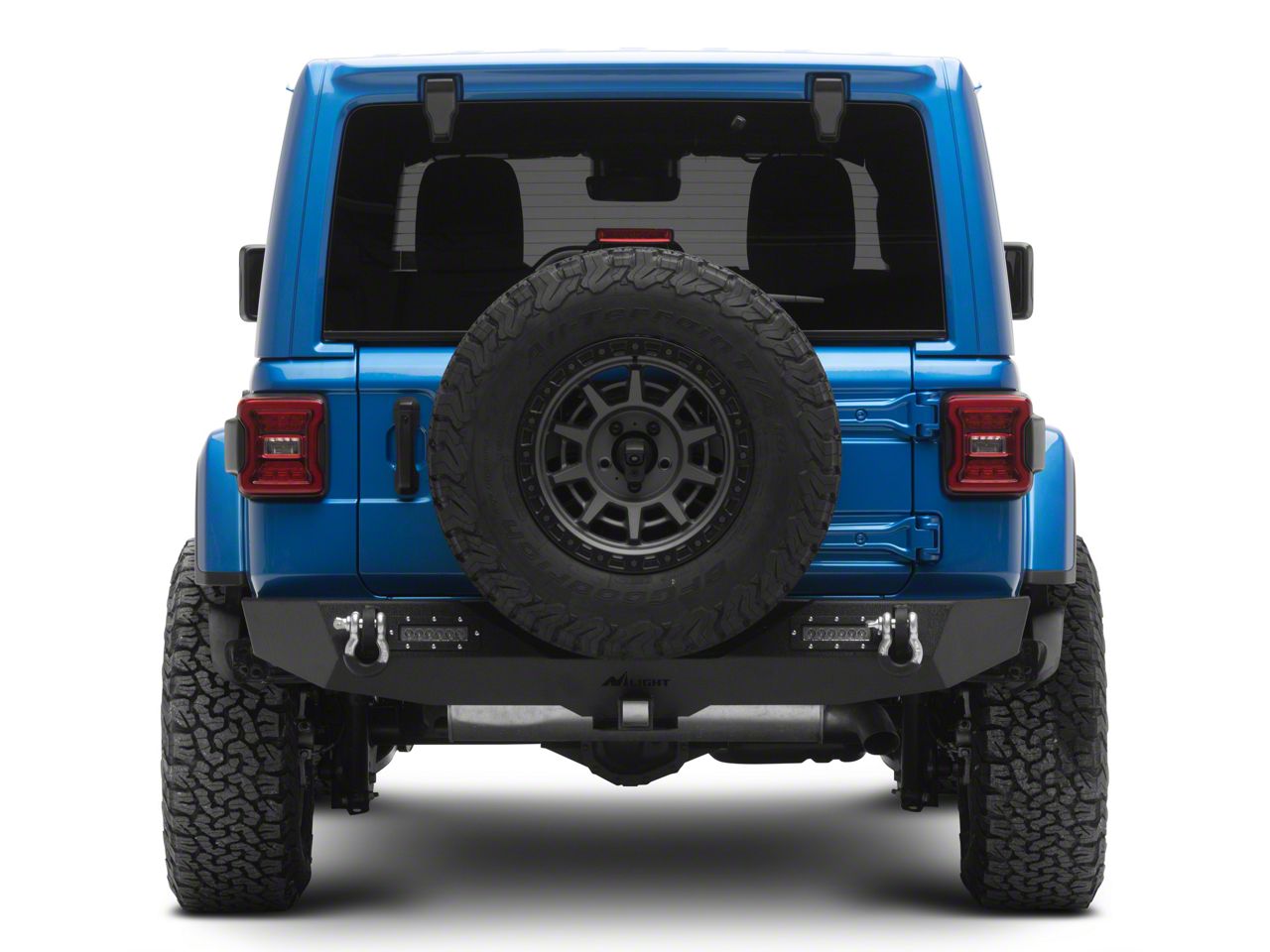 Nilight JK-53A Rear Bumper & Spare Tire Rack & Hitch Receiver W/2 LED
