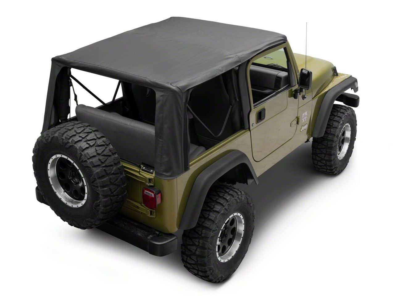RedRock Jeep Wrangler OE-Style Replacement Soft Top; Black Denim