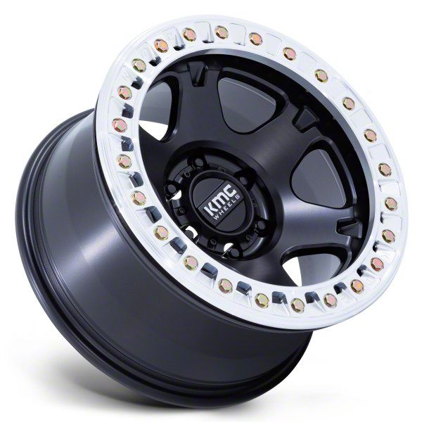 KMC Jeep Wrangler VI Beadlock Satin Black with Machined Ring