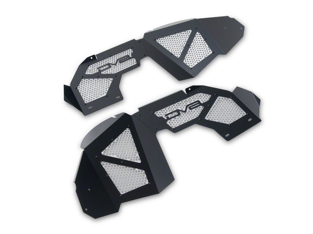 DV8 Offroad Jeep Wrangler Front Aluminum Inner Fenders; Black