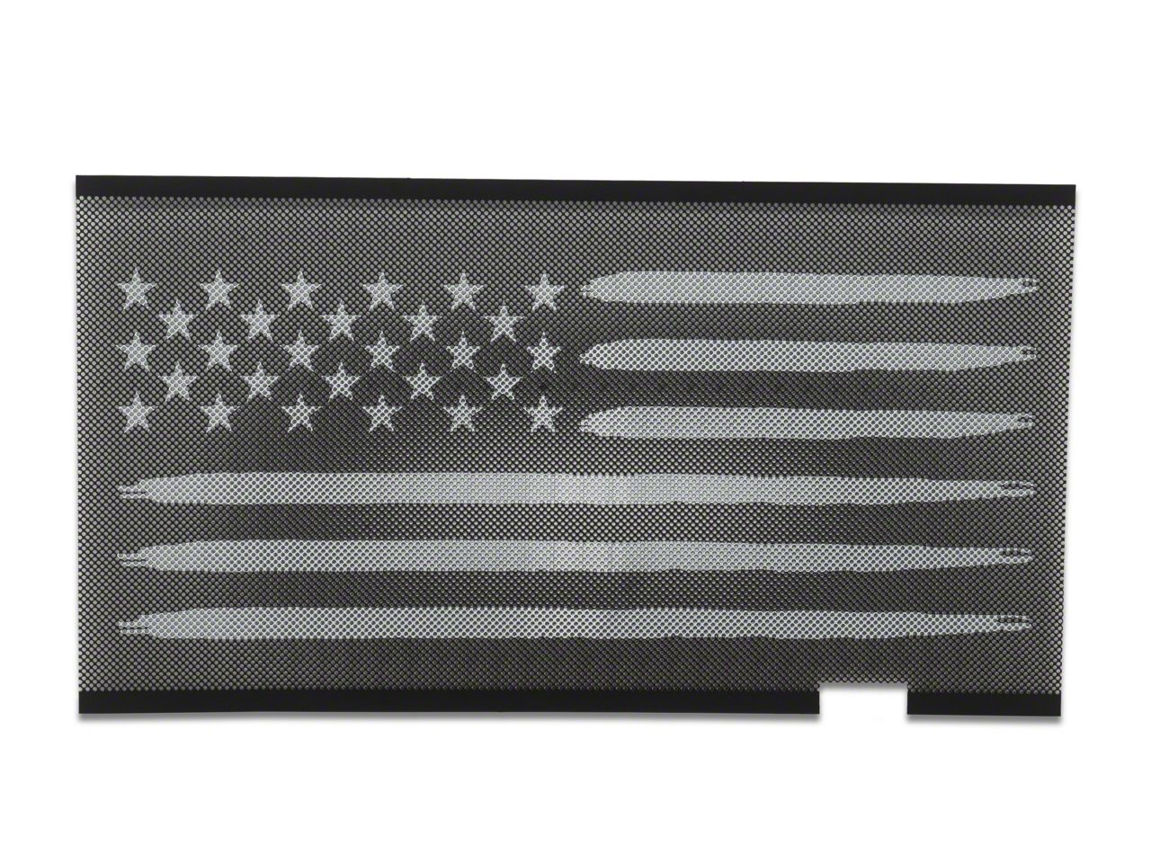 RedRock Jeep Wrangler American Flag V2 Grille Insert; Black