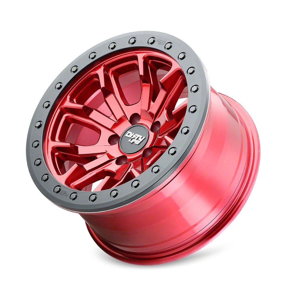 ●DIRTY RED Dirty Life Jeep Wrangler DT-1 Crimson Candy Red Wheel; 17x9; -38mm