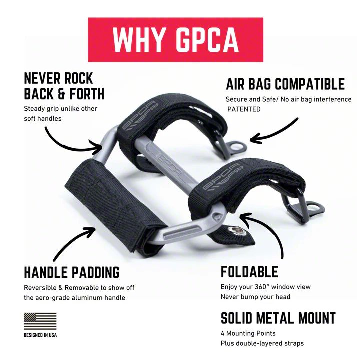 GPCA Jeep Gladiator GP-Grip AIR Front Seat Grab Handles; Jet Black