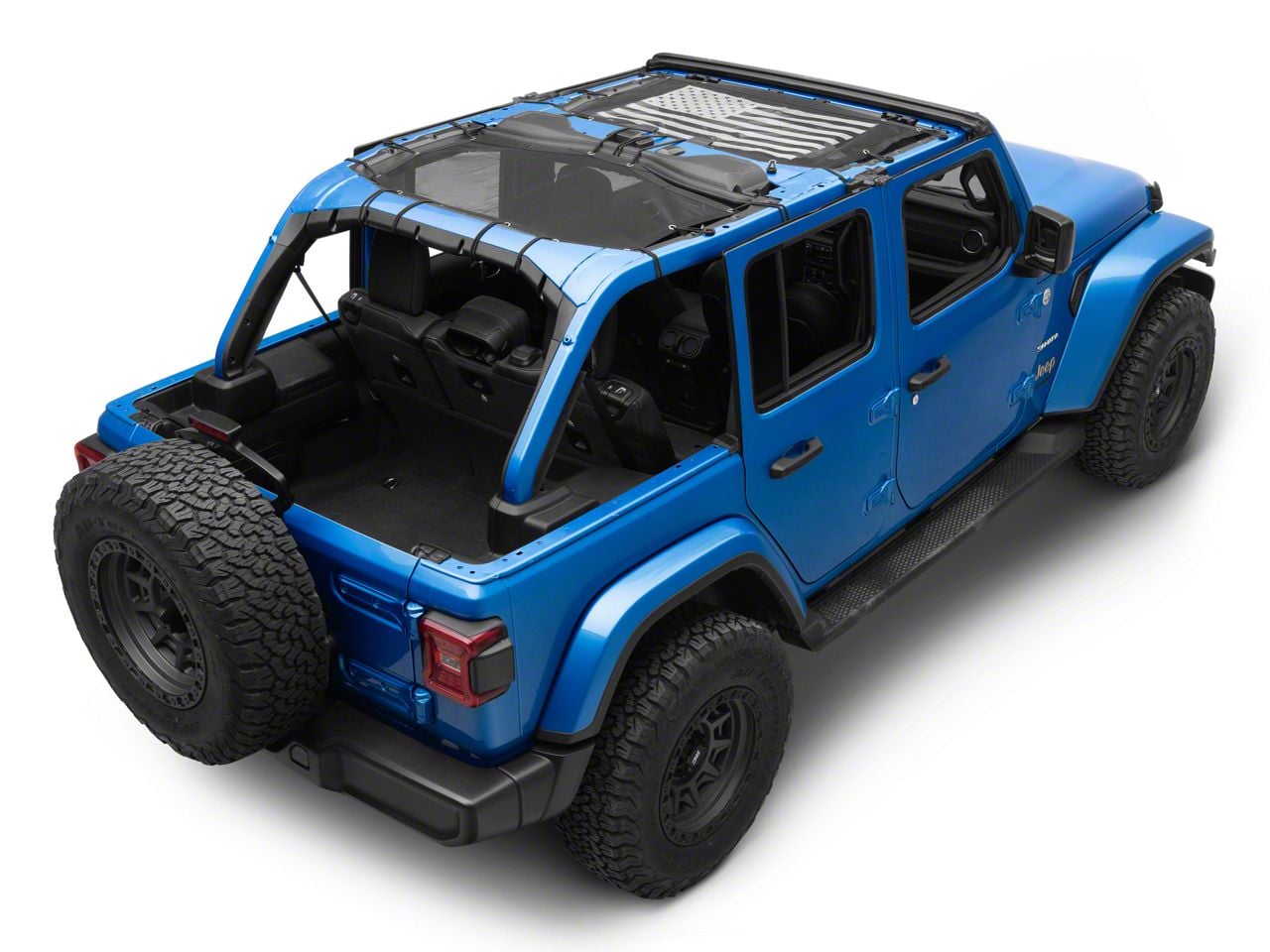 RedRock Jeep Wrangler Mesh Sun Shade; Front and Rear; American