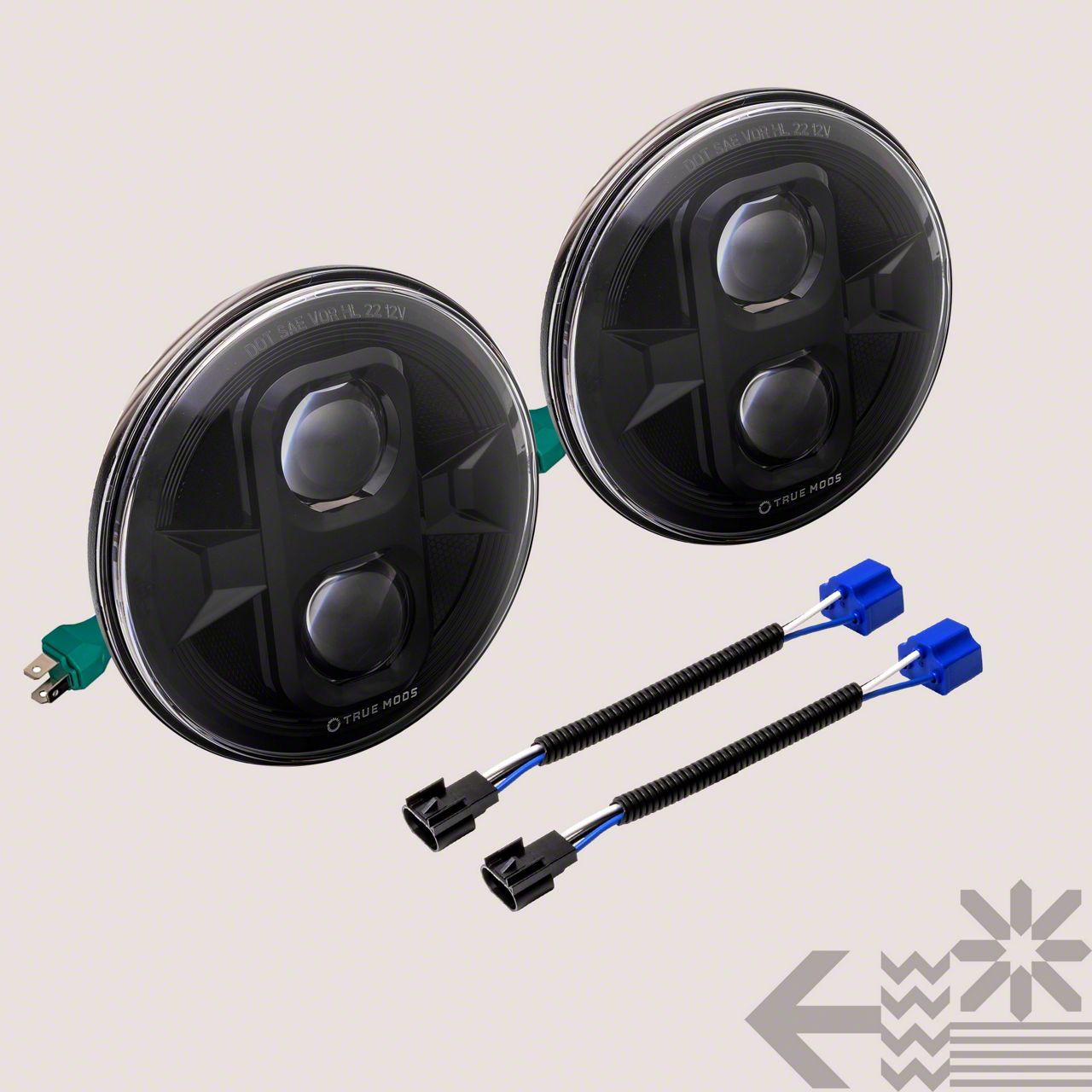 True Mods Jeep Wrangler 7-Inch LED Headlights with Z-Cutoff Line
