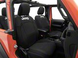 Jeep Licensed by TruShield Custom Fit Neoprene Front Seat Covers with Jeep Logo; Black (18-26 Jeep Wrangler JL 2-Door)