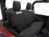 Jeep Licensed by TruShield Custom Fit Neoprene Rear Seat Covers with Jeep Logo; Black (11-12 Jeep Wrangler JK 2-Door)