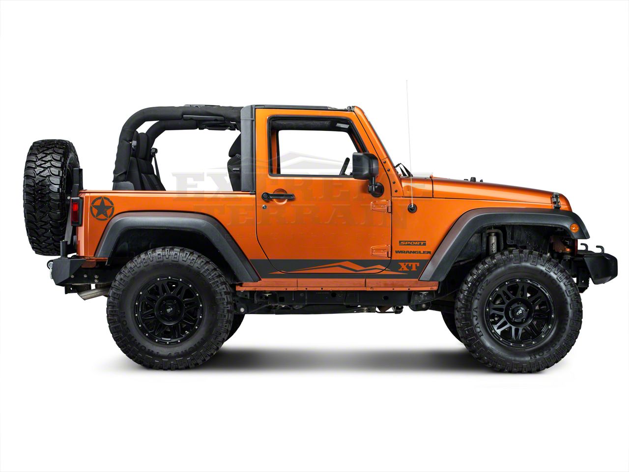 SEC10 Jeep Wrangler Rocker Panel Stripe with XT Logo; Matte