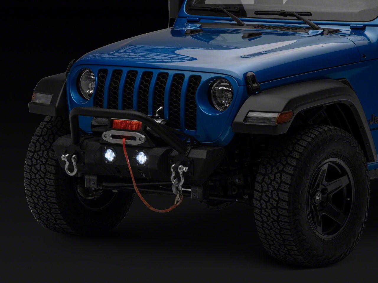 RedRock Jeep Gladiator Stubby Winch Front Bumper with LED Fog