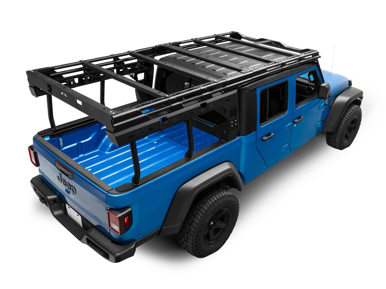 Fab Fours Jeep Gladiator Overland Bed Rack Extension; Matte Black
