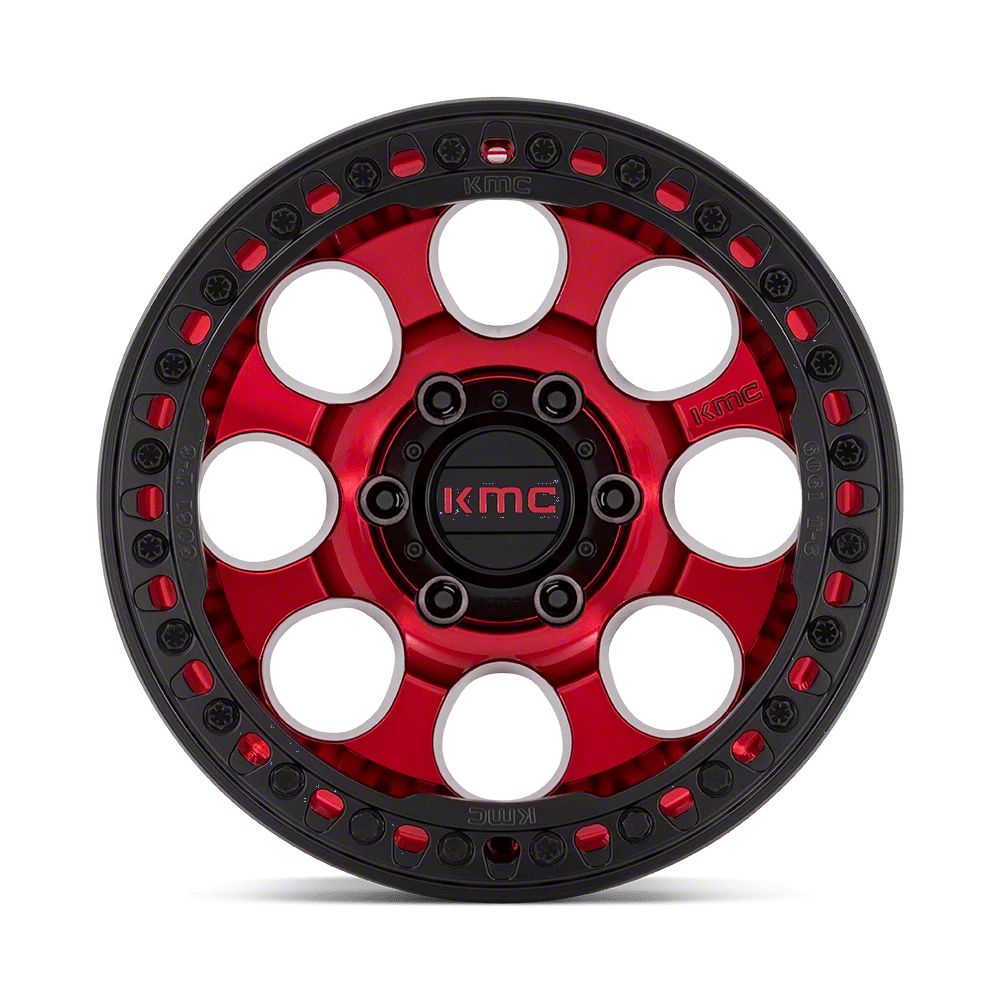 シームレスタイヤ　レッド KMC Jeep Gladiator Riot Beadlock Candy Red with Black Ring Wheel