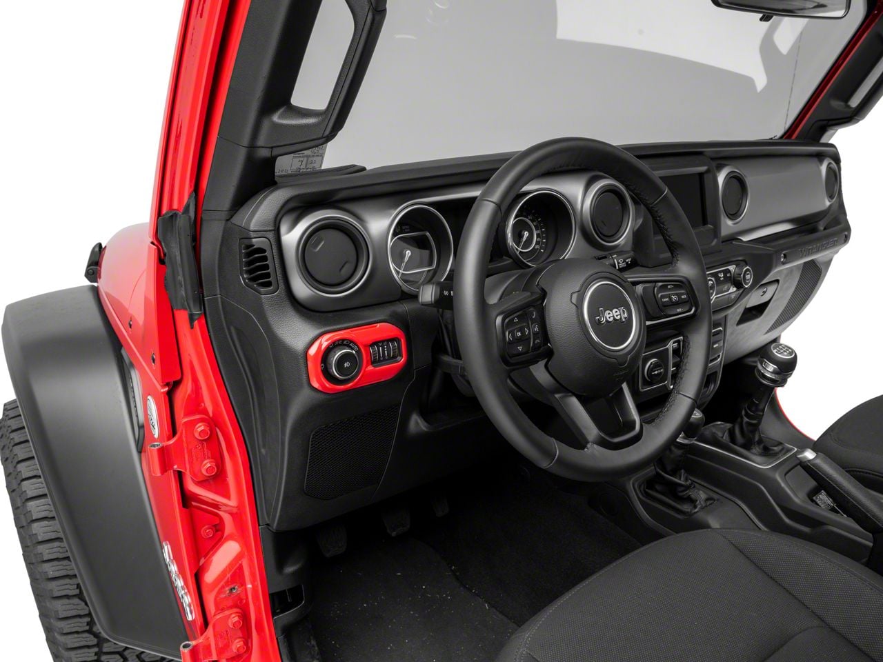RedRock Jeep Gladiator Headlight Switch Trim; Red J143143 (20-26