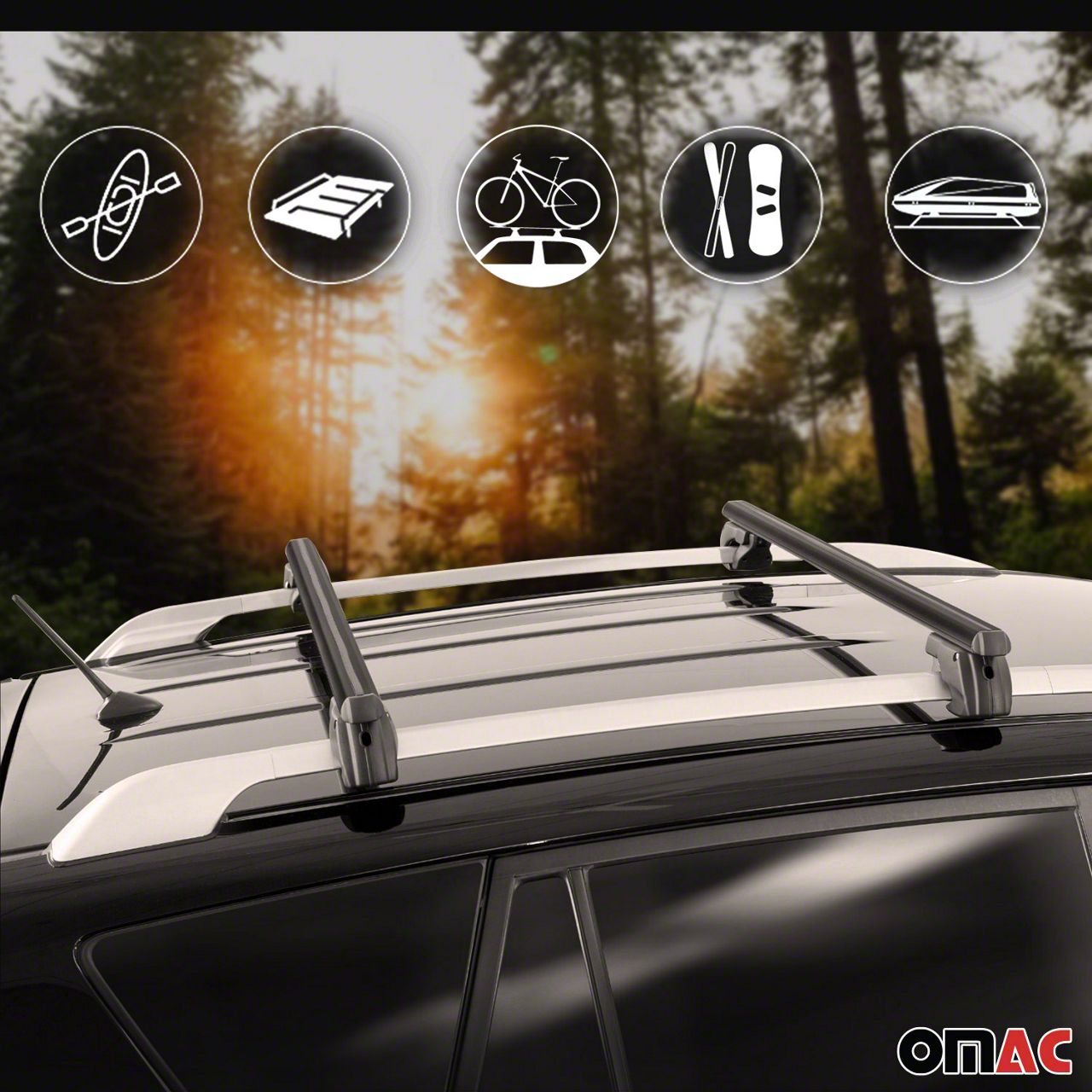 OMAC Jeep Grand Cherokee Roof Rack Cross Bars; Black U024986 (05