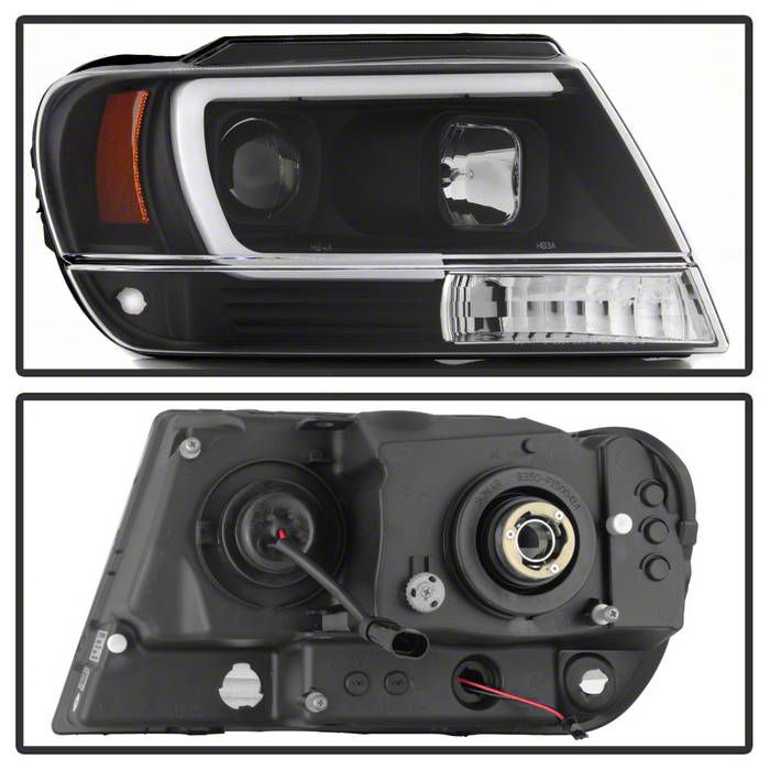 Carpartsinnovate Halo Projector Headlights For Jeep Grand Cherokee 99-04 – Glossy Black Housing, Smoke Lens