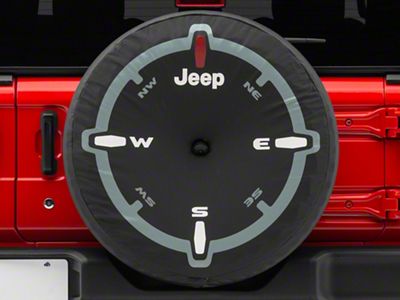 Mopar Spare Tire Cover with Compass Logo for 32-Inch Tires; Black (18-25 Jeep Wrangler JL)