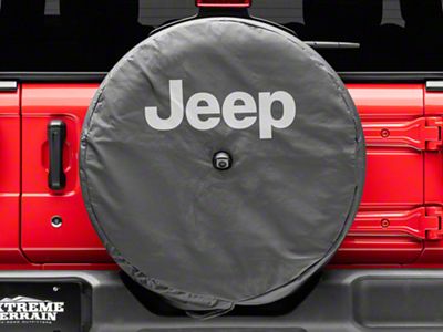 Mopar Spare Tire Cover with Jeep Logo for 32-Inch Tires; Black (18-25 Jeep Wrangler JL)