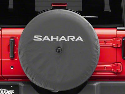 Mopar Spare Tire Cover with Sahara Logo for 32-Inch Tires; Black (18-25 Jeep Wrangler JL)