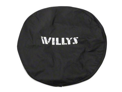 Mopar Spare Tire Cover with Willy's Logo for 32-Inch Tires; Black (66-18 Jeep CJ5, CJ7, Wrangler YJ, TJ & JK)