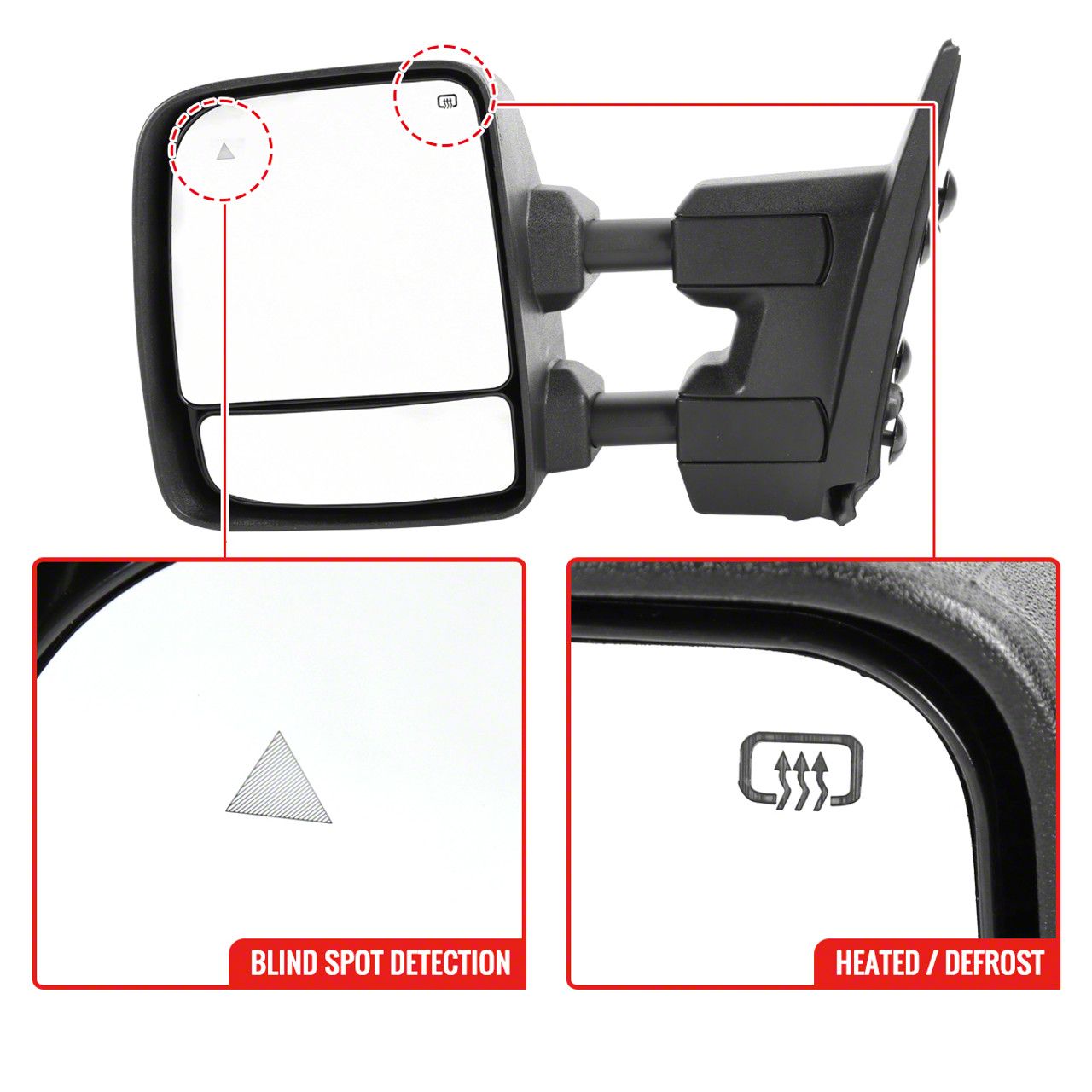 Titan XD Powered Heated BSM Manual Extendable Towing Mirrors with