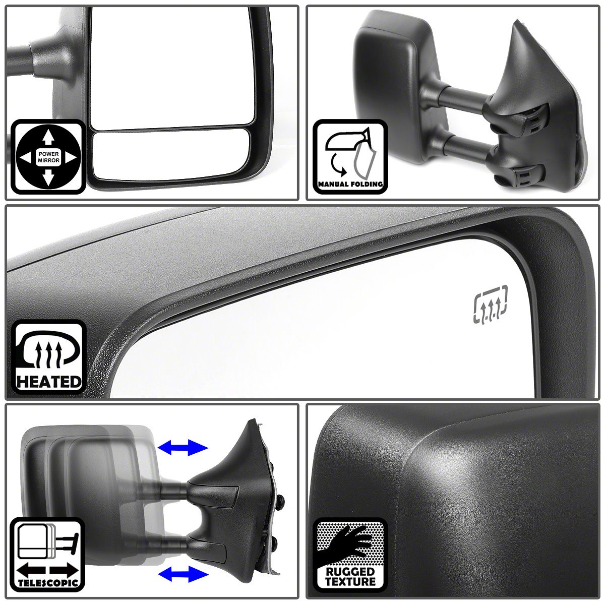 Trail Ridge Towing Mirror Power Heated Passenger Right RH for 08-15